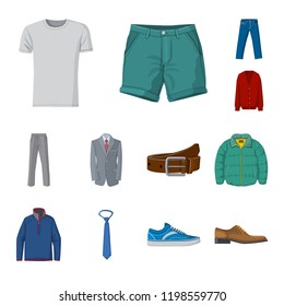 Isolated object of man and clothing logo. Collection of man and wear vector icon for stock.