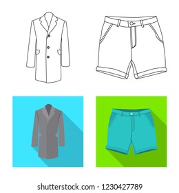 Isolated object of man and clothing logo. Collection of man and wear stock symbol for web.