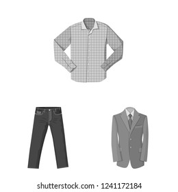Isolated object of man and clothing logo. Collection of man and wear vector icon for stock.