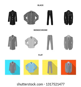 Isolated object of man and clothing logo. Set of man and wear vector icon for stock.