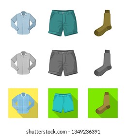 Isolated object of man and clothing logo. Collection of man and wear stock symbol for web.