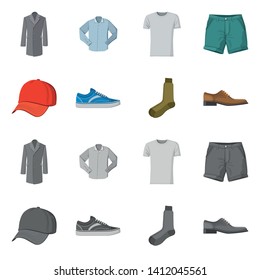 Isolated object of man and clothing logo. Collection of man and wear stock symbol for web.