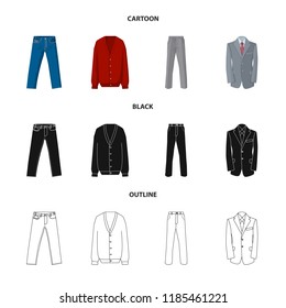 Isolated object of man and clothing sign. Collection of man and wear stock symbol for web.