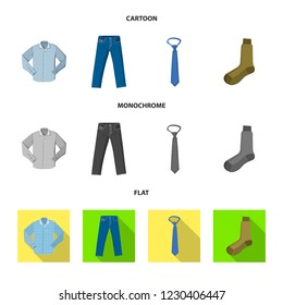 Isolated object of man and clothing sign. Collection of man and wear stock symbol for web.