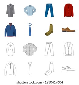 Isolated object of man and clothing symbol. Collection of man and wear stock symbol for web.