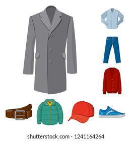 Isolated object of man and clothing symbol. Set of man and wear stock vector illustration.
