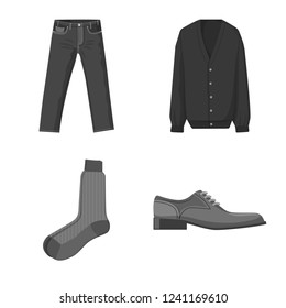 Isolated object of man and clothing symbol. Set of man and wear stock symbol for web.