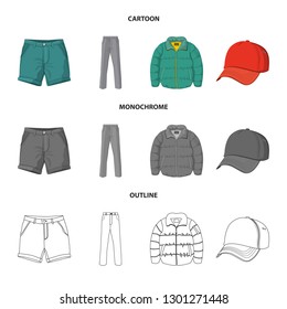 Isolated object of man and clothing symbol. Collection of man and wear stock symbol for web.