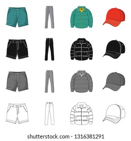 Isolated object of man and clothing symbol. Collection of man and wear stock vector illustration.