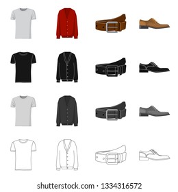 Isolated object of man and clothing symbol. Set of man and wear stock vector illustration.