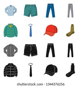 Isolated object of man and clothing symbol. Set of man and wear stock symbol for web.