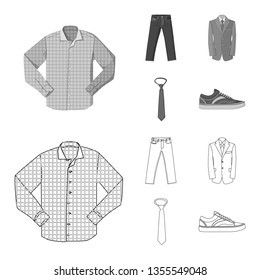 Isolated object of man and clothing symbol. Set of man and wear vector icon for stock.