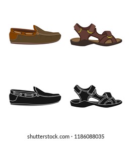Isolated object of man and foot icon. Set of man and wear stock vector illustration.