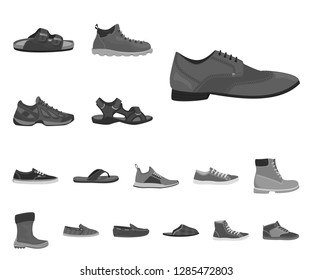 Isolated object of man and foot logo. Collection of man and wear stock vector illustration.