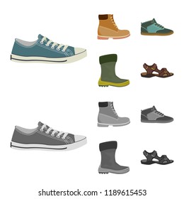Isolated object of man and foot sign. Collection of man and wear stock vector illustration.