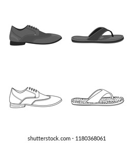Isolated object of man and foot symbol. Set of man and wear stock symbol for web.