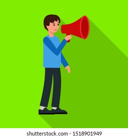 Isolated object of man and loudspeaker symbol. Graphic of man and megaphone stock symbol for web.