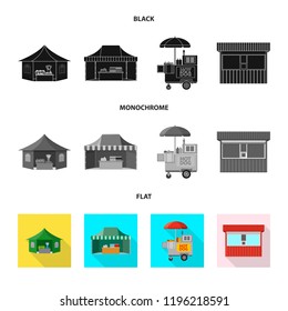 Isolated object of market and exterior icon. Collection of market and food vector icon for stock.