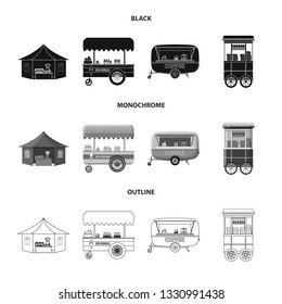 Isolated object of market and exterior icon. Collection of market and food stock vector illustration.