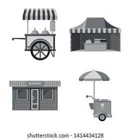 Isolated object of market and exterior icon. Collection of market and food vector icon for stock.