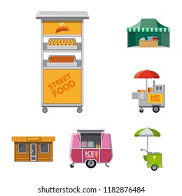 Isolated object of market and exterior logo. Set of market and food vector icon for stock.