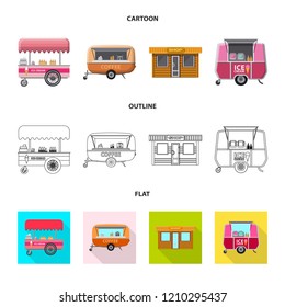Isolated object of market and exterior logo. Collection of market and food stock vector illustration.