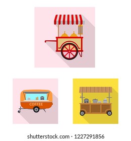 Isolated object of market and exterior logo. Set of market and food stock vector illustration.