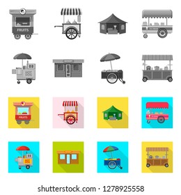 Isolated object of market and exterior logo. Collection of market and food stock vector illustration.