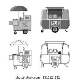 Isolated object of market and exterior logo. Set of market and food stock vector illustration.