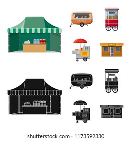 Isolated object of market and exterior sign. Set of market and food vector icon for stock.