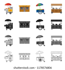 Isolated object of market and exterior sign. Collection of market and food stock vector illustration.