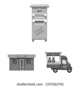 Isolated object of market and exterior sign. Set of market and food stock vector illustration.