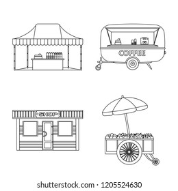 Isolated object of market and exterior sign. Set of market and food stock symbol for web.