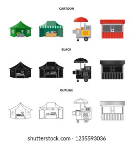 Isolated object of market and exterior sign. Set of market and food stock symbol for web.
