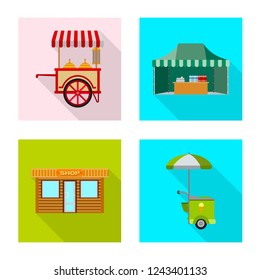 Isolated object of market and exterior sign. Set of market and food vector icon for stock.