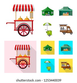 Isolated object of market and exterior sign. Collection of market and food stock vector illustration.