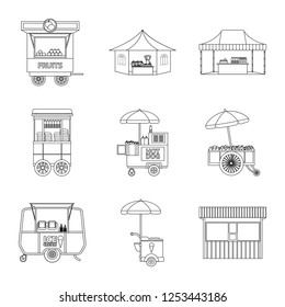 Isolated object of market and exterior sign. Set of market and food vector icon for stock.