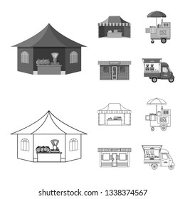 Isolated object of market and exterior symbol. Collection of market and food stock vector illustration.