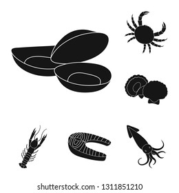 Isolated object of market and marine  icon. Set of market and sea stock symbol for web.