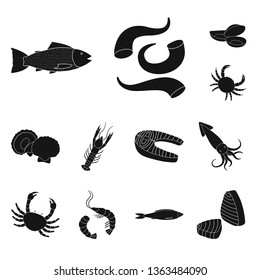 Isolated object of market and marine  icon. Set of market and sea stock vector illustration.