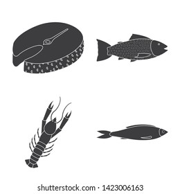 Isolated object of market and marine  icon. Collection of market and sea stock vector illustration.