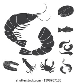 Isolated object of market and marine  logo. Set of market and sea vector icon for stock.