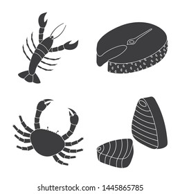 Isolated object of market and marine sign. Set of market and sea stock vector illustration.
