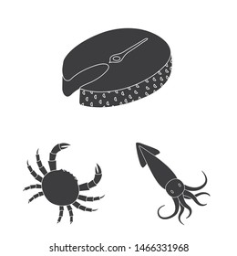 Isolated object of market and marine symbol. Collection of market and sea stock vector illustration.