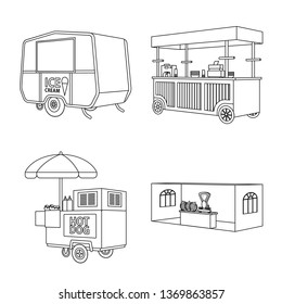 Isolated object of market and small logo. Set of market and food stock vector illustration.