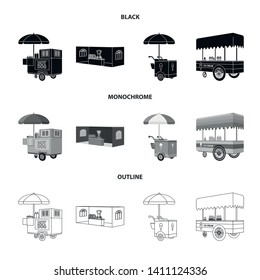 Isolated object of marketing and tent icon. Collection of marketing and outdoor stock vector illustration.
