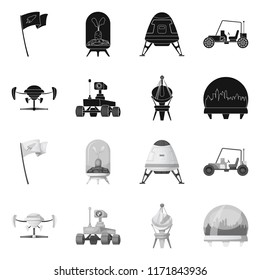 Isolated object of mars and space icon. Collection of mars and planet stock vector illustration.