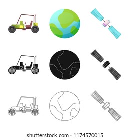 Isolated object of mars and space icon. Set of mars and planet vector icon for stock.