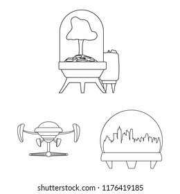 Isolated object of mars and space icon. Collection of mars and planet vector icon for stock.