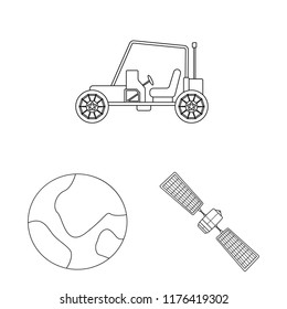 Isolated object of mars and space icon. Set of mars and planet vector icon for stock.